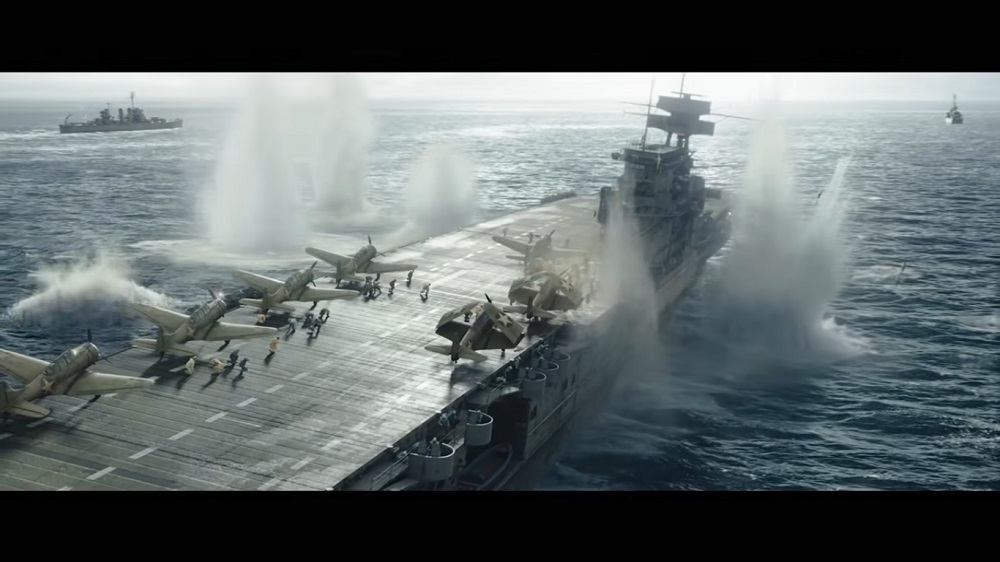 A screengrab from u00e2u20acu02dcMidwayu00e2u20acu2122 that stars Ed Skrein, Patrick Wilson, Luke Evans, Woody Harrelson, Mandy Moore, Aaron Eckhart, Nick Jonas and Dennis Quaid among others.