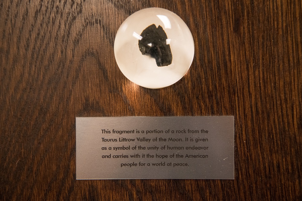 A replica of a moon rock is seen in the office of Joseph Gutheinz, an attorney known as the u00e2u20acu02dcMoon Rock Hunteru00e2u20acu2122, on May 22, 2019 in Friendswood, Texas. u00e2u20acu201d AFP pic      