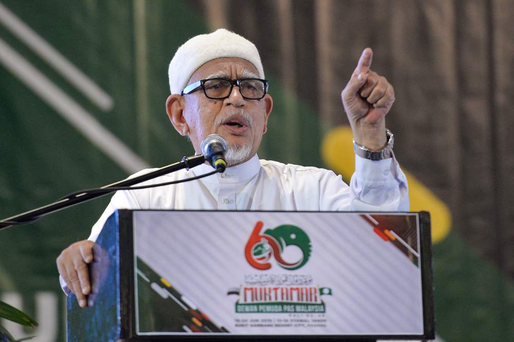PAS President Datuk Seri Abdul Hadi Awang speaks during the Dewan Pemuda PAS Muktamar in Gambang, Pahang June 20, 2019. u00e2u20acu2022 Picture by Mukhriz Hazim