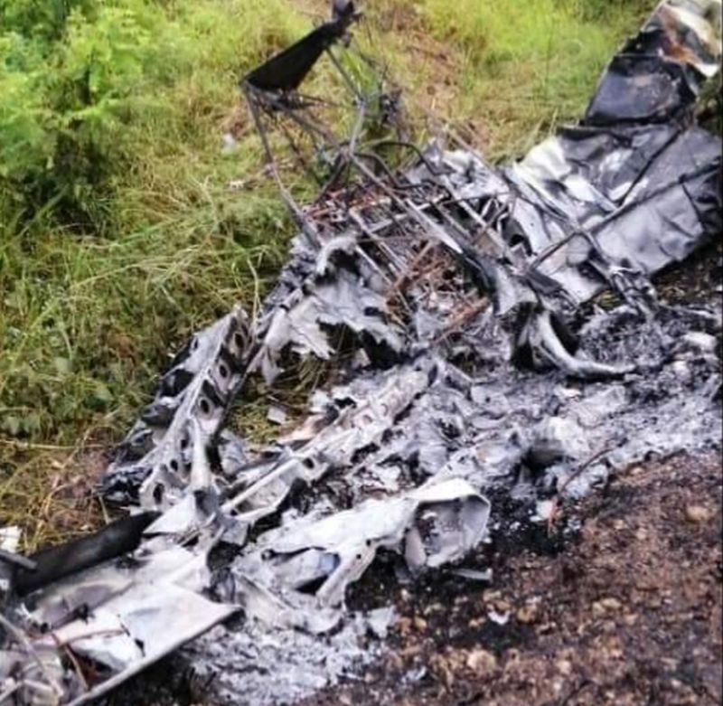 Siasatan di lokasi menemui bangkai dipercayai paramotor terbakar di kawasan berkenaan namun tiada mangsa ditemui. u00e2u20acu2022 Foto ihsan Facebook/Kamal