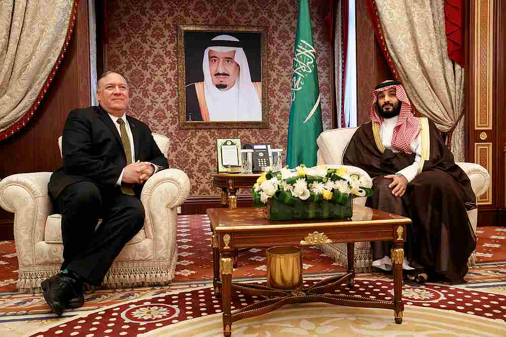 US Secretary of State Mike Pompeo meets with Saudi Arabia's Crown Prince Mohammed bin Salman at Al Salam Palace in Jeddah, Saudi Arabia June 24, 2019. u00e2u20acu201d Jacquelyn Martin/Pool pic via Reuters