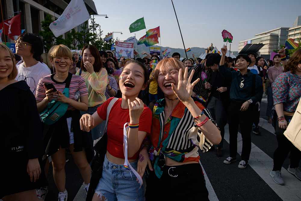 Participants dance as they march during a Pride event in support of LGBT rights in Seoul on June 1, 2019. u00e2u20acu201d AFP pic