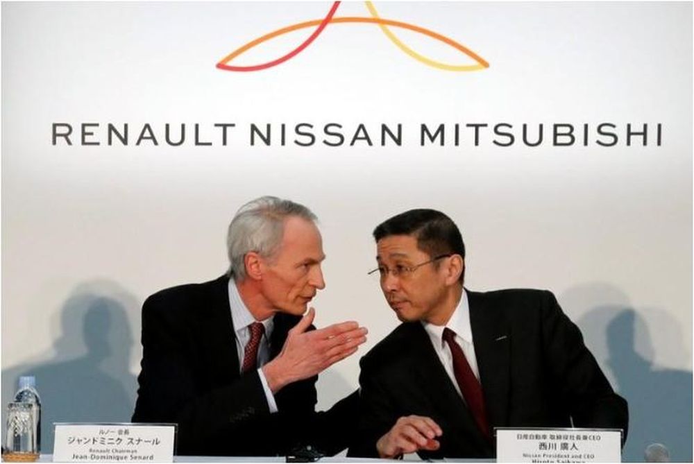 Renault Chairman Jean-Dominique Senard and Nissan CEO Hiroto Saikawa attend a Renault, Nissan and Mitsubishi chiefs' joint news conference in Yokohama, Japan, March 12, 2019. u00e2u20acu201d Reuters pic