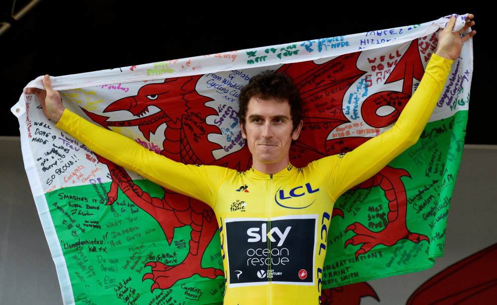 Team Skyu00e2u20acu2122s Geraint Thomas during the homecoming parade after his victory in the Tour De France at Cardiff August 9, 2018. u00e2u20acu201d Reuters pic