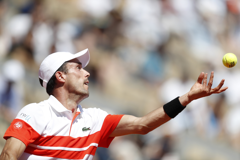 Spainu00e2u20acu2122s Roberto Bautista Agut in action during his French Open third round match against Italyu00e2u20acu2122s Fabio Fognini at Roland Garros, Paris June 1, 2019. u00e2u20acu201d Reuters pic