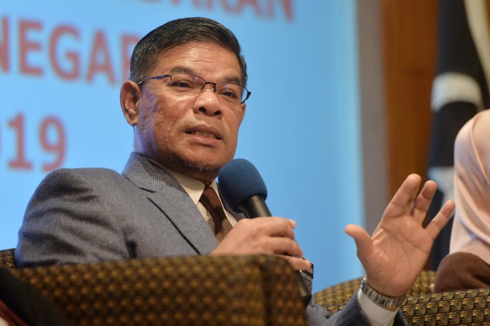 Domestic Trade and Consumer Affairs Minister Datuk Seri Saifuddin Nasution Ismail speaks during a press conference in Putrajaya June 25, 2019. u00e2u20acu2022 Picture by Shafwan Zaidon