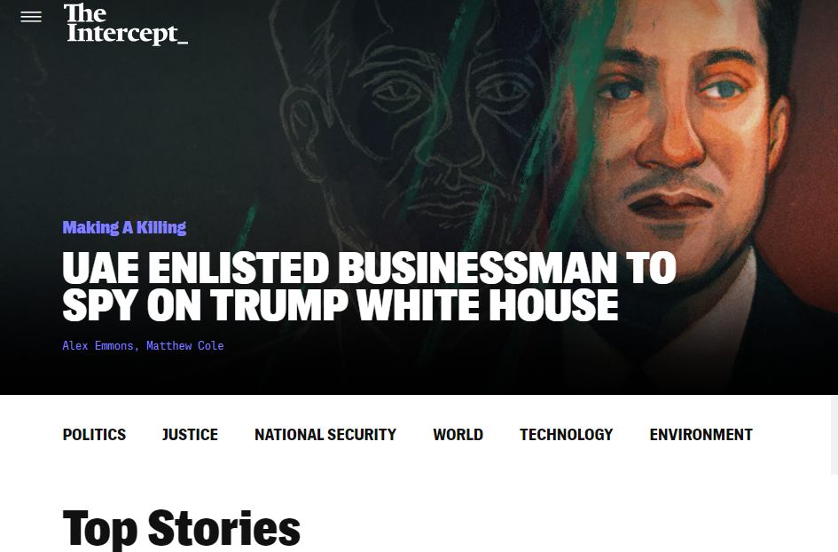 Screengrab of the internet portal theintercept.com.