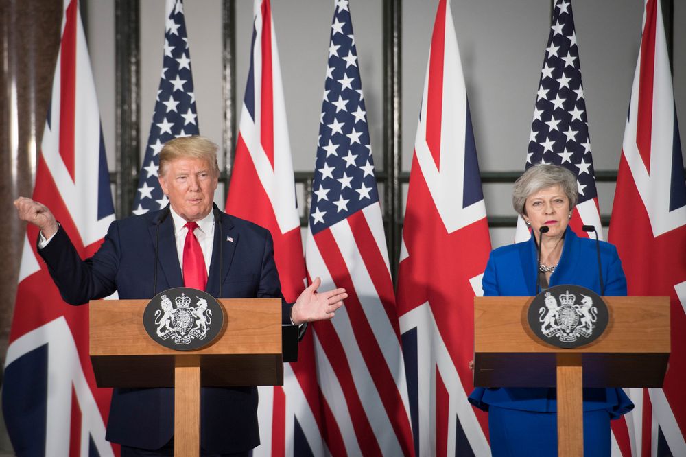 Britainu00e2u20acu2122s Prime Minister Theresa May and US President Donald Trump attend a joint news conference at the Foreign and Commonwealth Office, in London, June 4, 2019. u00e2u20acu201d Stefan Rousseau/Pool photo via Reuters