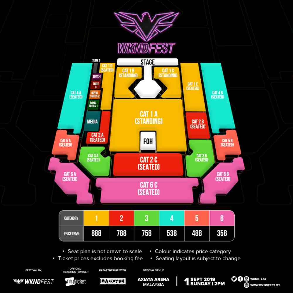 The seating chart and prices of tickets, which will go on sale tomorrow. ― Picture courtesy of WkndFest