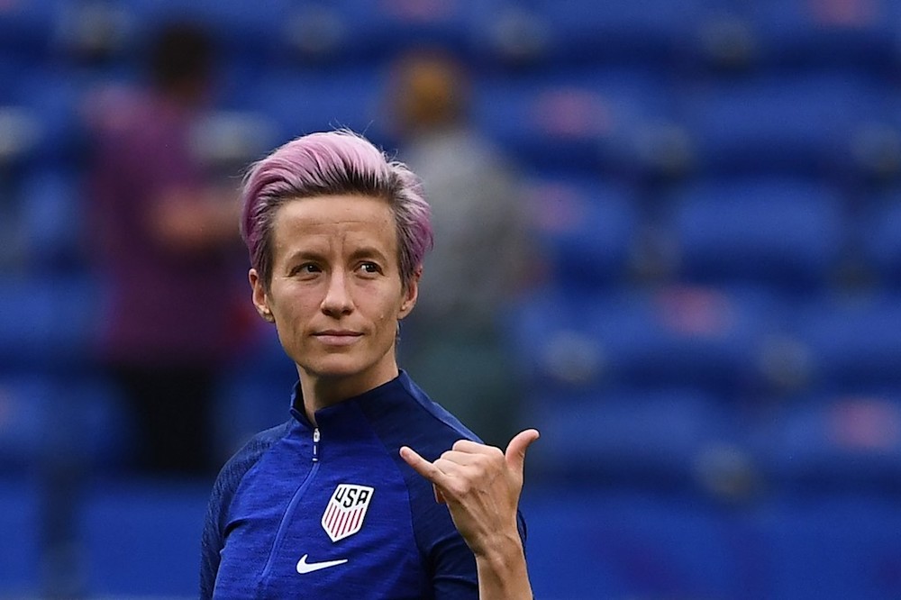 United Statesu00e2u20acu2122 Megan Rapinoe gestures as she walks around the pitch prior to the 2019 Womenu00e2u20acu2122s World Cup semi-final match with England at the Lyon Satdium in Decines-Charpieu July 2, 2019. u00e2u20acu201d AFP pic