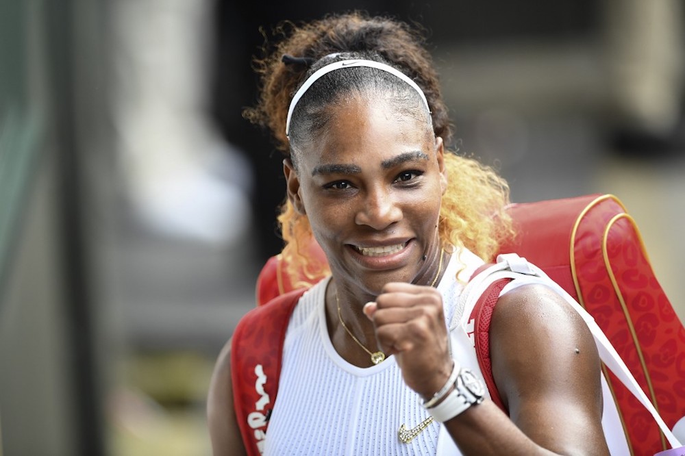 US player Serena Williams celebrates after beating Czech Republicu00e2u20acu2122s Barbora Strycova during their womenu00e2u20acu2122s singles semi-final match at Wimbledon in London July 11, 2019. u00e2u20acu201d AFP pic
