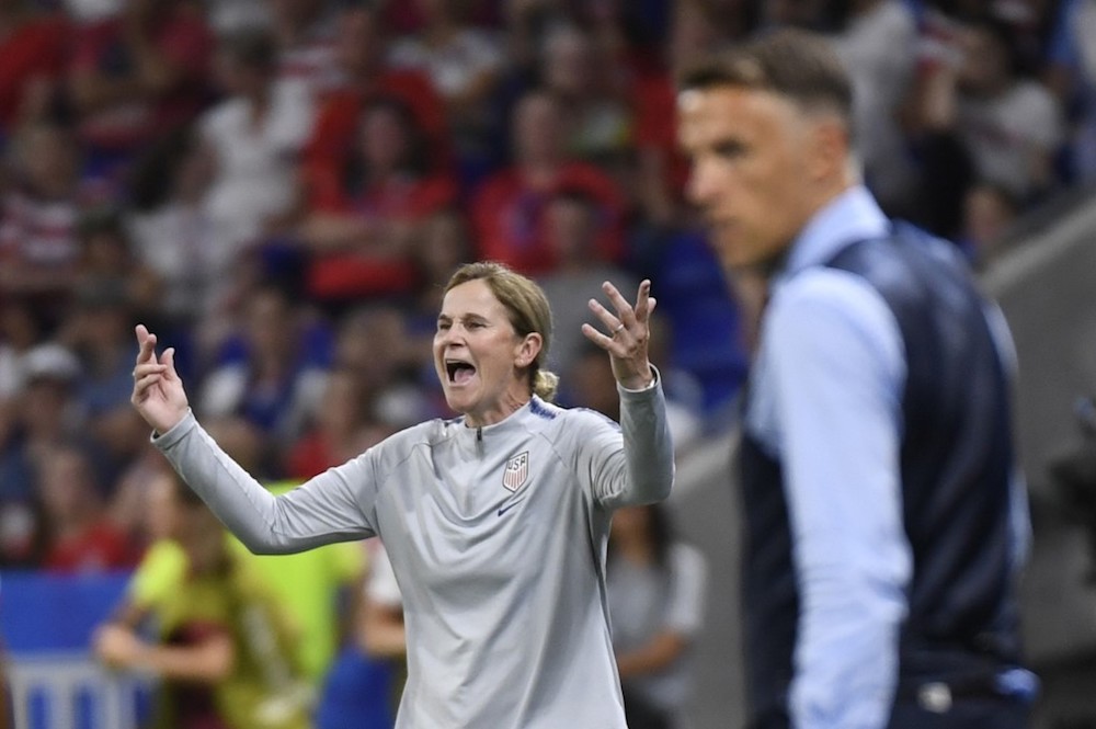 United Statesu00e2u20acu2122 coach Jillian Ellis gestures during the France 2019 Womenu00e2u20acu2122s World Cup semi-final match with England at the Lyon Stadium in Decines-Charpieu, central-eastern France July 2, 2019. u00e2u20acu201d AFP pic