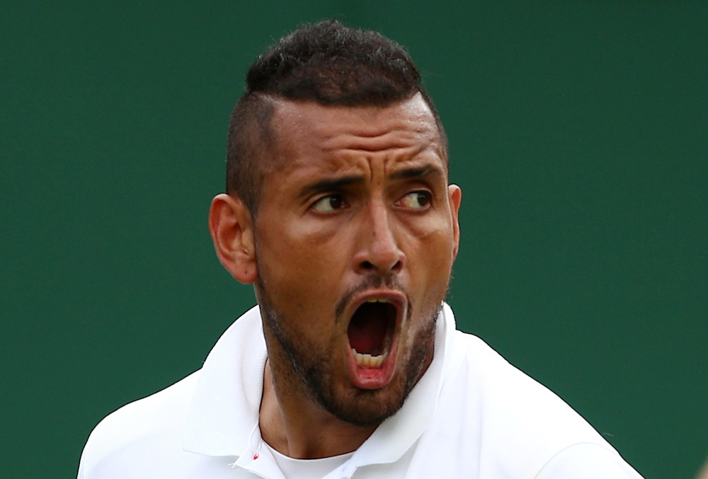 Australia's Nick Kyrgios reacts during his first round match against Australia's Jordan Thompson, July 2, 2019. u00e2u20acu201d Reuters pic
