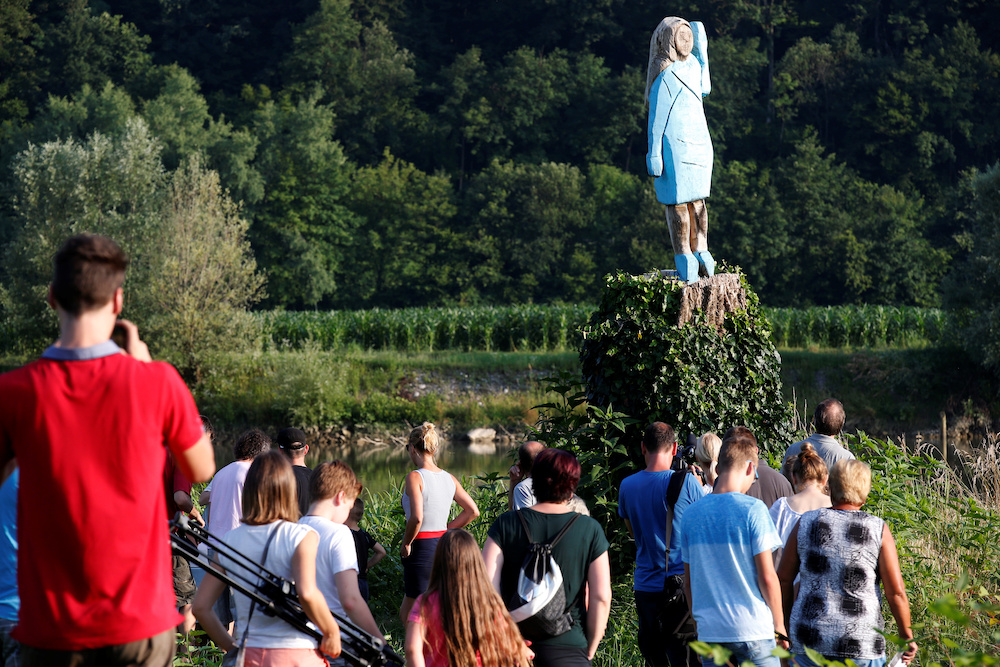 Life-size wooden sculpture of US first lady Melania Trump is officially unveiled in Rozno, near her hometown of Sevnica, Slovenia July 5, 2019. u00e2u20acu201d Reuters pic