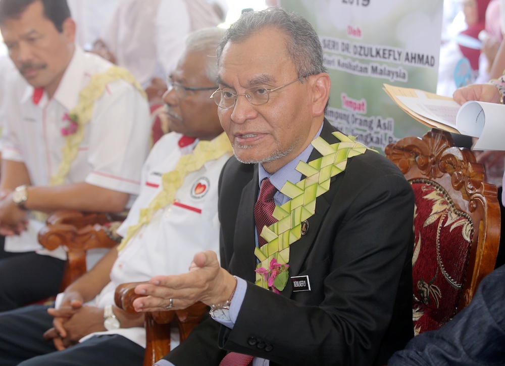 Health Minister Datuk Seri Dzulkefly Ahmad at the launch of the Orang Asli teeth icon programme at Kampung Orang Asli Menderang 1 in Sungkai July 11, 2019. u00e2u20acu201d Picture by Farhan Najib