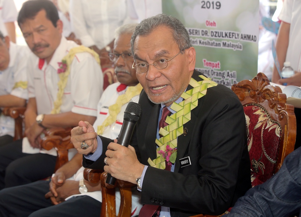 Health Minister Datuk Seri Dzulkefly Ahmad at the launch of the Orang Asli teeth icon programme at Kampung Orang Asli Menderang 1 in Sungkai July 11, 2019. u00e2u20acu201d Picture by Farhan Najib