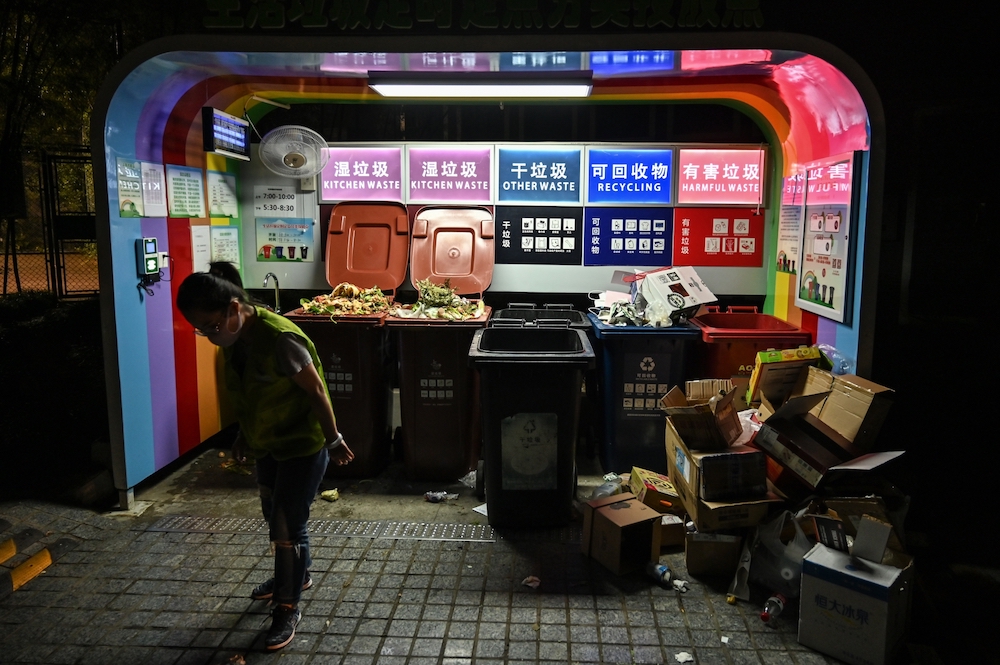 A waste collection point at a residential area in Shanghai. u00e2u20acu201d AFP pic
