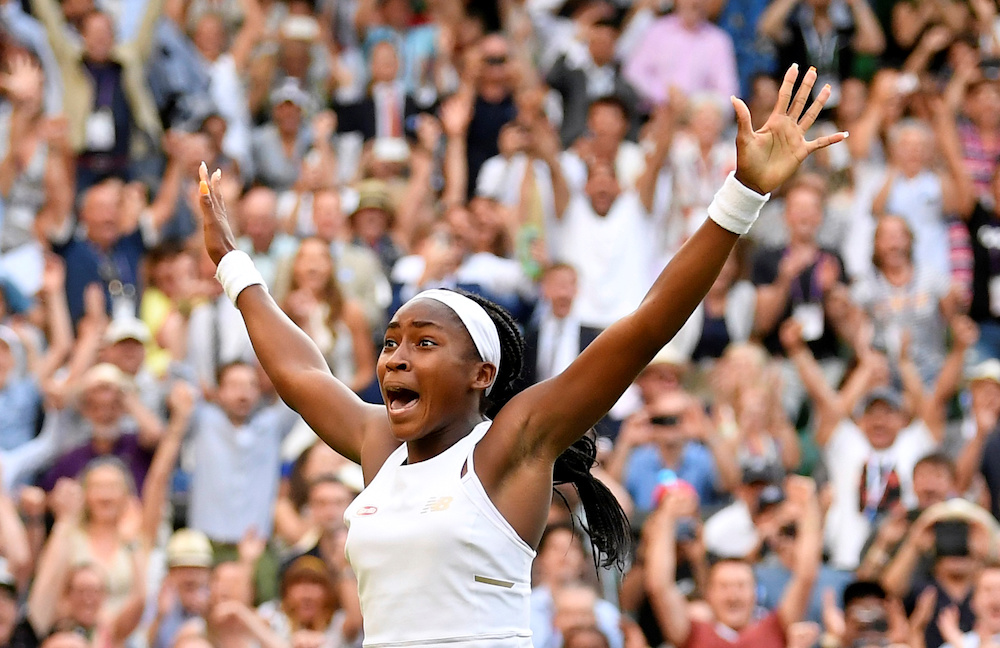 Cori Gauff of the US celebrates winning her third-round match against Sloveniau00e2u20acu2122s Polona Hercog during Wimbledon in London July 5, 2019. u00e2u20acu201d Reuters pic