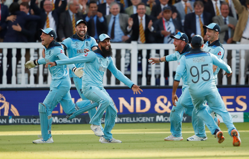 England players celebrate after winning the ICC Cricket World Cup final with New Zealand at Lordu00e2u20acu2122s in London July 14, 2019. u00e2u20acu201d Action Images pic via Reuters