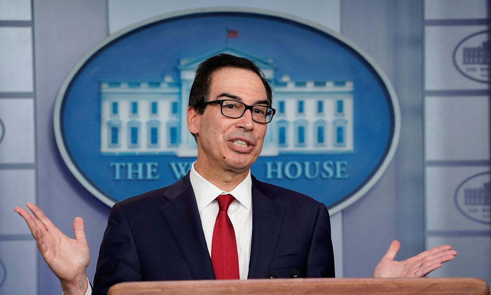 US Treasury Secretary Steven Mnuchin gives a briefing on cryptocurrency at the White House in Washington July 15, 2019. u00e2u20acu201d Reuters pic