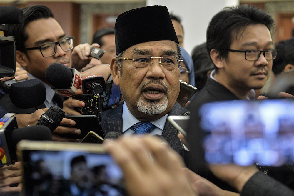 Pasir Salak MP Datuk Seri Tajuddin Abdul Rahman speaks to reporters at Parliament, Kuala Lumpur July 3, 2019. u00e2u20acu201d Picture by Miera Zulyana