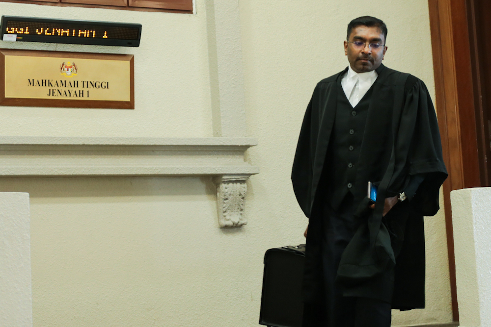 Lawyer Habizan Rahman representing Jakel Trading is pictured at the Kuala Lumpur High Court July 4, 2019. — Picture by Ahmad Zamzahuri
