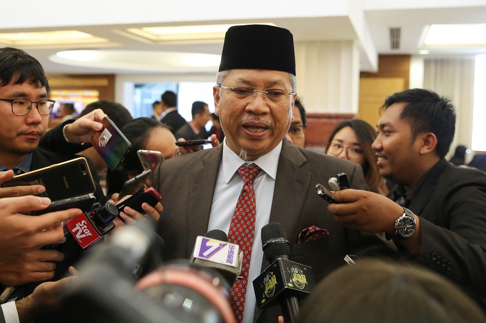 Tan Sri Annuar Musa speaks to reporters at the Parliament lobby in Kuala Lumpur July 4, 2019. u00e2u20acu201d Picture by Yusof Mat Isa