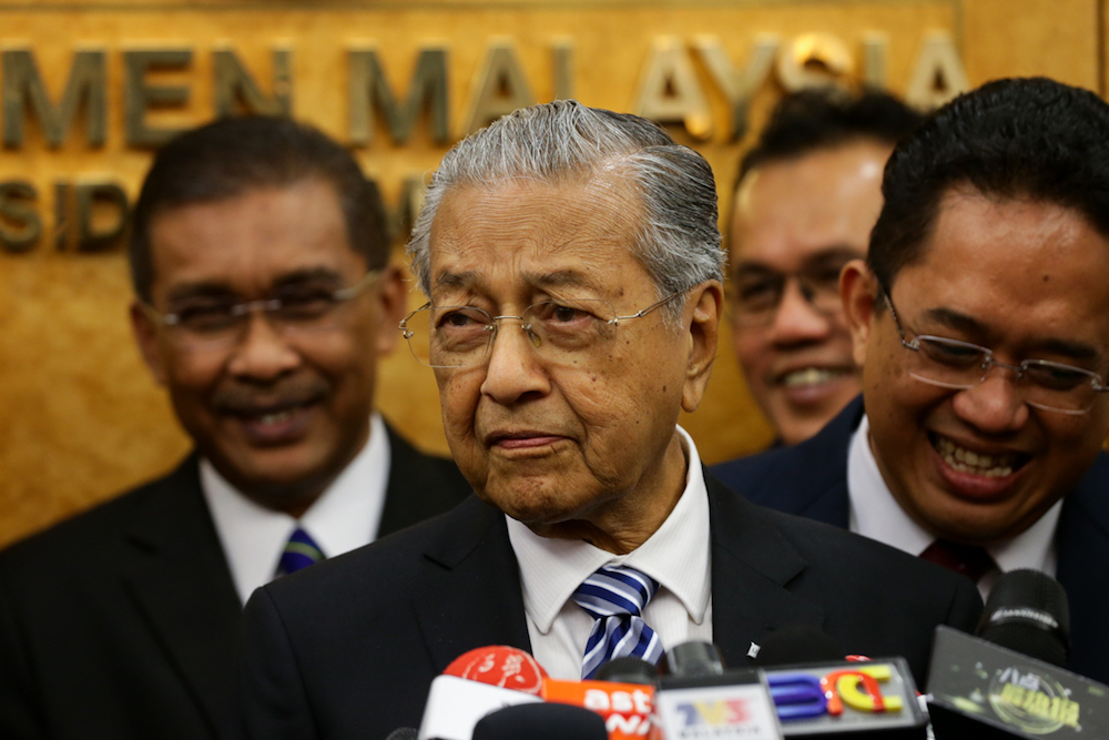 Tun Dr Mahathir Mohamad reacts to a question during a press conference in Parliament July 10, 2019. u00e2u20acu201d Picture by Ahmad Zamzahuri