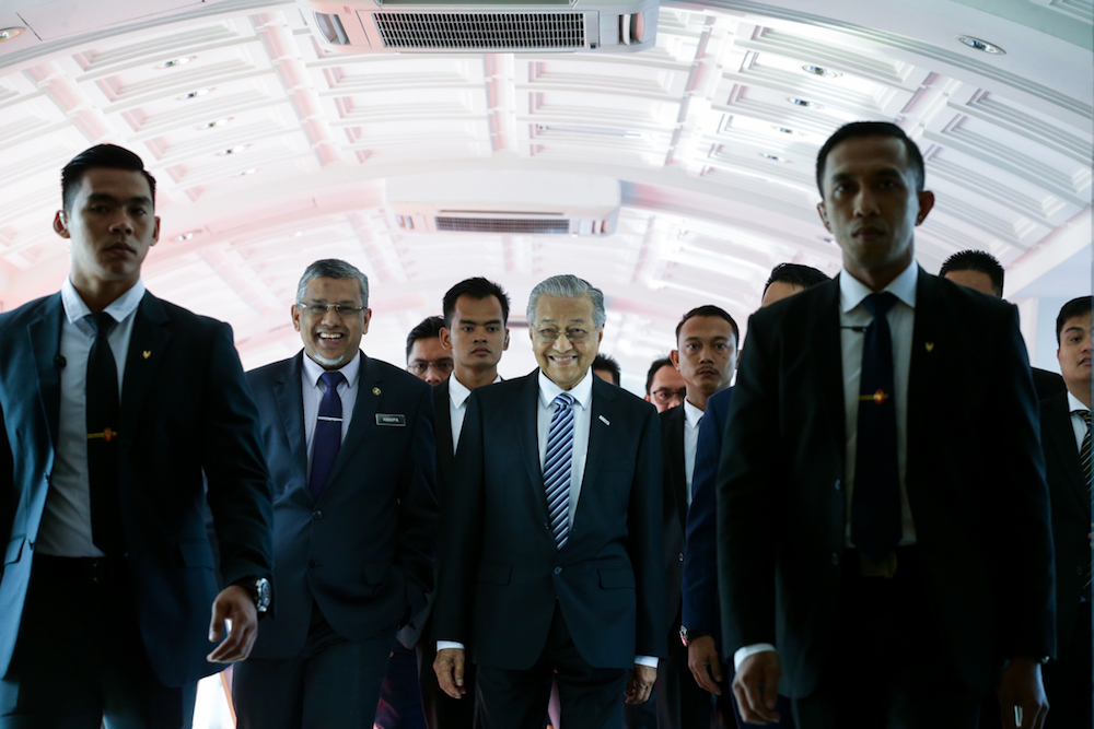 Prime Minister Tun Mahathir Mohamad arrives at the Parliament building in Kuala Lumpur July 10, 2019. u00e2u20acu201d Picture by Ahmad Zamzahuri 