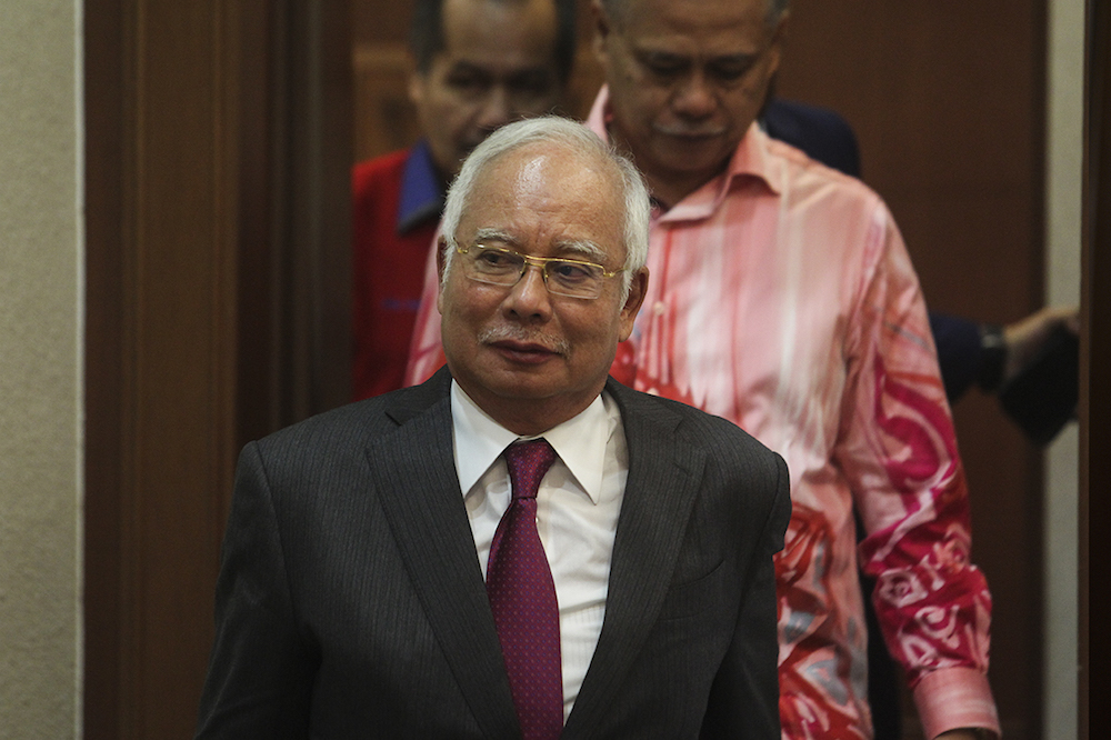 Former prime minister Datuk Seri Najib Razak is seen at the Kuala Lumpur Courts Complex July 10, 2019. u00e2u20acu201d Picture by Miera Zulyana