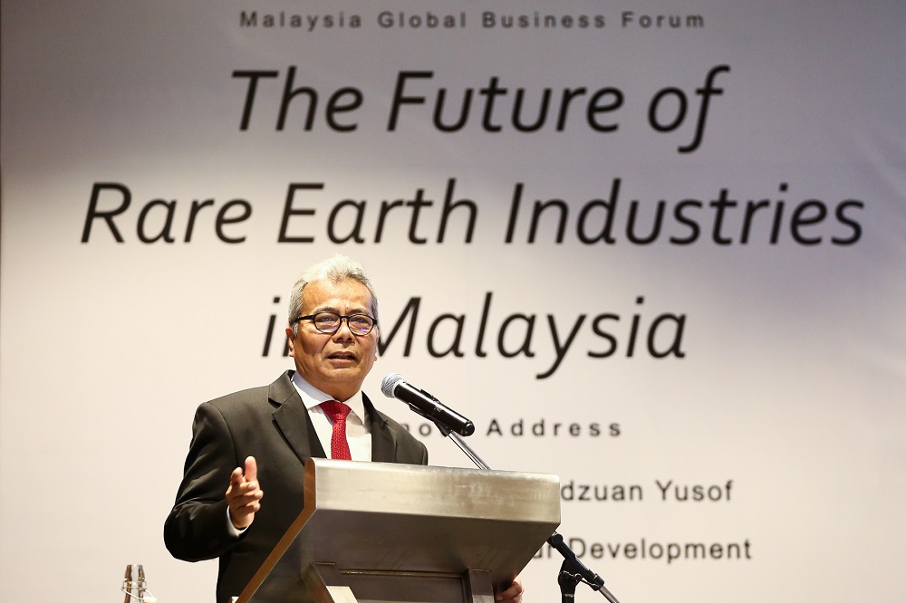 Entrepreneur Development Minister Datuk Seri Mohd Redzuan Md Yusof delivers his keynote address during the Malaysia Global Business Forum in Kuala Lumpur July 10, 2019. u00e2u20acu201d Picture by Yusof Mat Isa
