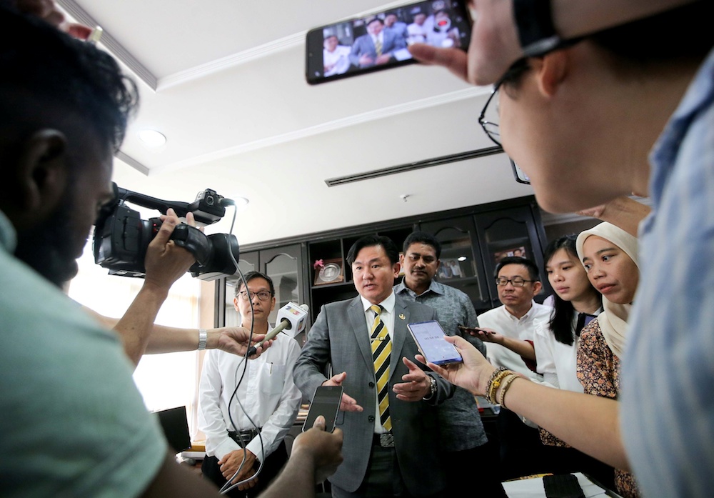 Perak executive councillor Paul Yong speaks to reporters at his office at the State Secretariat Building in Ipoh July 12, 2019. — Picture by Farhan Najib