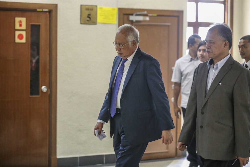 Former prime minister Datuk Seri Najib Razak is pictured at the Kuala Lumpur High Court July 15, 2019. u00e2u20acu201d Picture by Firdaus Latif