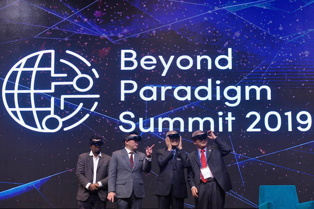 Prime Minister Tun Dr Mahathir Mohamad and International Trade and Industry Minister Datuk Darrell Leiking attend the u00e2u20acu02dcBeyond Paradigm Summit 2019u00e2u20acu2122 in Kuala Lumpur July 17, 2019. u00e2u20acu201d Picture by Mukhriz Hazim