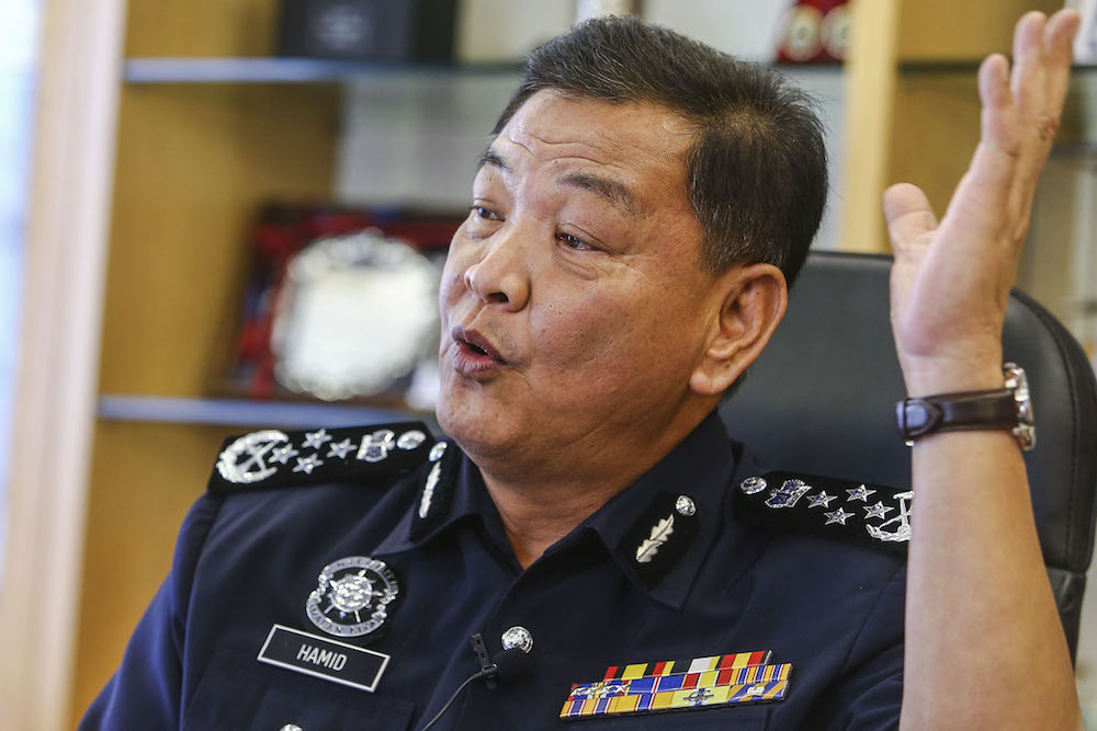 Inspector-General of Police Datuk Seri Abdul Hamid Bador answers questions during an interview with Malay Mail at his office in Bukit Aman Kuala Lumpur July 17, 2019. u00e2u20acu201d Picture by Hari Anggara