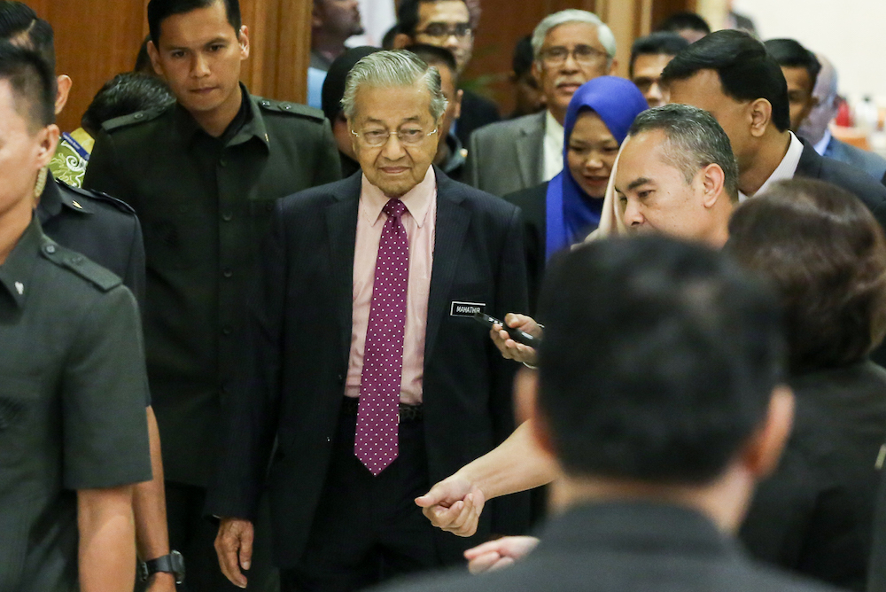 Prime Minister Tun Dr Mahathir Mohamad arrives for the launch of the Respons Rakyat (RR 2.0) app  at the Prime Ministeru00e2u20acu2122s Office in Putrajaya July 18, 2019. u00e2u20acu201d Picture by Yusof Mat Isa