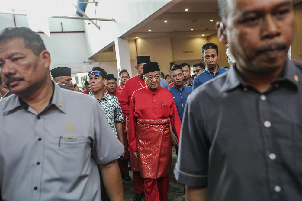 Parti Pribumi Bersatu Malaysia chairman, Tun Dr Mahathir Mohamad, arrives at a Bersatu special assembly in Serdang July 20, 2019. u00e2u20acu201d Picture by Firdaus Latif