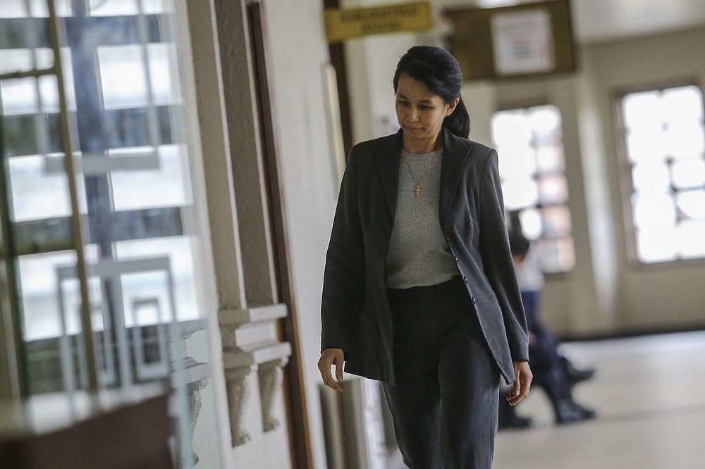 Former AmBank relationship manager Joanna Yu Ging Ping is seen at the Kuala Lumpur Court Complex July 22, 2019. u00e2u20acu201d Picture by Hari Anggara