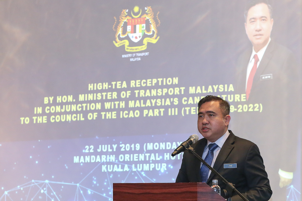 Transport Minister Anthony Loke speaks at the high-tea reception with ambassadors and high commissioners at Mandarin Oriental Hotel in Kuala Lumpur July 22, 2019. u00e2u20acu201d Picture by Yusof Mat Isa
