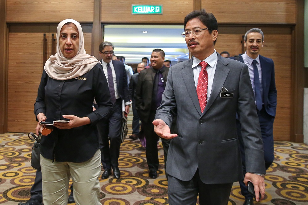 Malaysian Anti-Corruption Commission chief commissioner Latheefa Koya (left) and MACC deputy chief commissioner (operation) Datuk Seri Azam Baki attend the Regional Workshop on Promoting Beneficial Ownership Transparency in Southeast Asia in Kuala Lumpur 