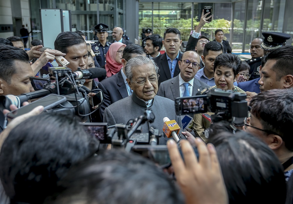 Prime Minister Tun Dr Mahathir Mohamad speaks during a press conference at Sasana Kijang in Kuala Lumpur July 23, 2019. u00e2u20acu201d Picture by Firdaus Latif