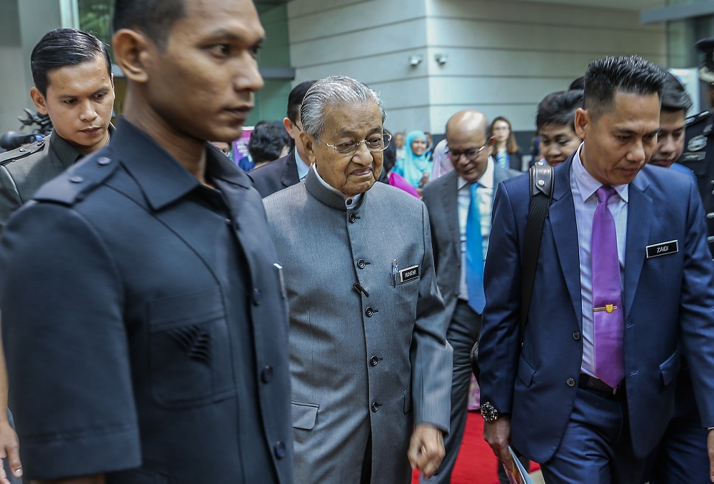 Prime Minister Tun Dr Mahathir Mohamad leaves after a press conference at Sasana Kijang in Kuala Lumpur July 23, 2019. u00e2u20acu201d Picture by Firdaus Latif