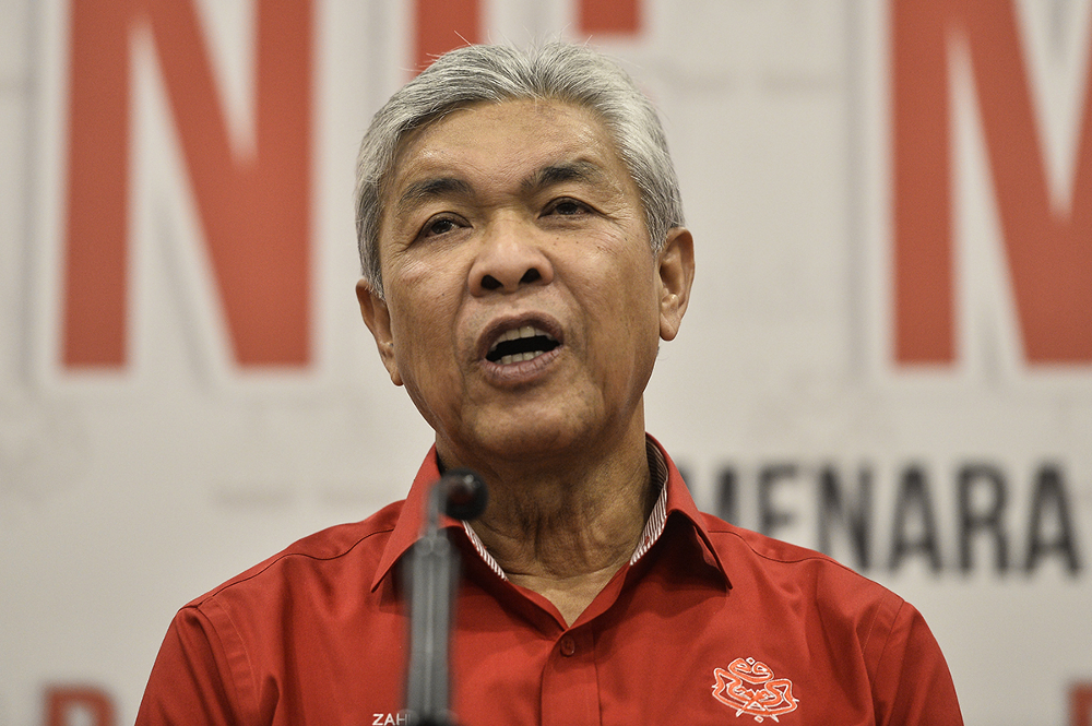 Umno president Datuk Seri Dr Zahid Hamidi speaks during Umno Supreme Council meeting at Putra World Trade Centre (PWTC) July 24, 2019. u00e2u20acu201d Picture by Miera Zulyana