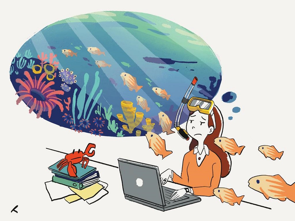 A study found that the main reason why Singaporeans are not taking time off for holidays is because the boss says no. u00e2u20acu201d Illustration by Raymond Limantara via TODAY