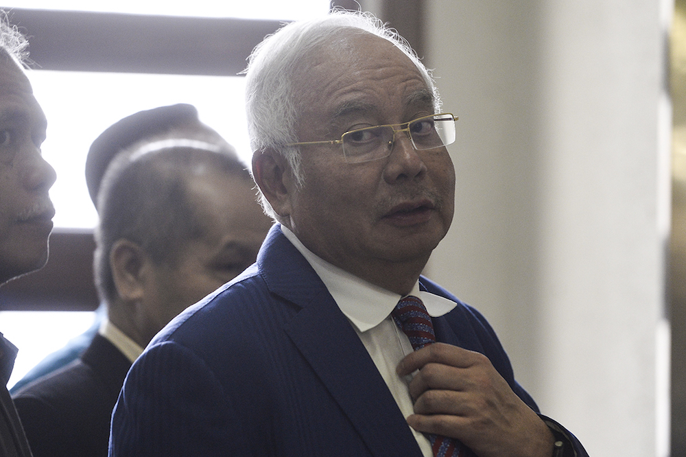 Datuk Seri Najib Razak arrives at the Kuala Lumpur Courts Complex July 31, 2019. u00e2u20acu201d Picture by Miera Zulyana