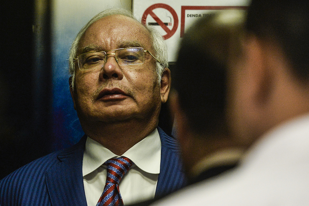 Datuk Seri Najib Razak is seen at the Kuala Lumpur Courts Complex July 31, 2019. u00e2u20acu201d Picture by Miera Zulyana