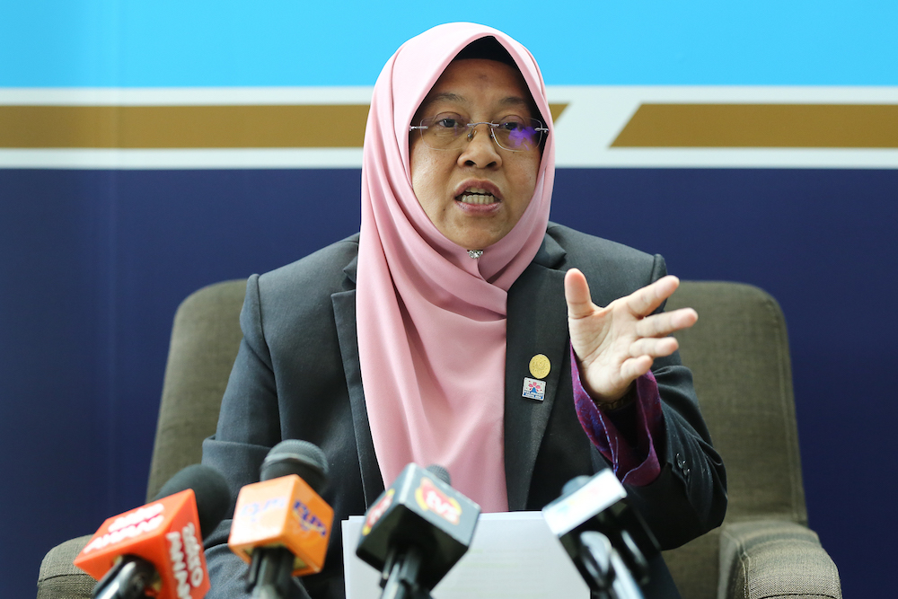 Selangor Housing and Urban Living Committee chairman Haniza Mohamed Talha speaks to reporters after the Selangor State Assembly session in Shah Alam July 31, 2019. u00e2u20acu201d Picture by Yusof Mat Isa