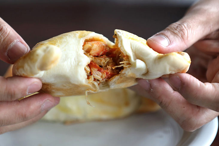 A savoury 'empanada' filled with crab meat and cheese
