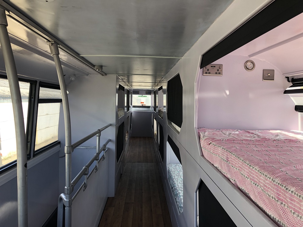 Sleeping pods on one of the Buses4Homeless vehicles in Croydon, south London June 27, 2019. ― Thomson Reuters Foundation pic