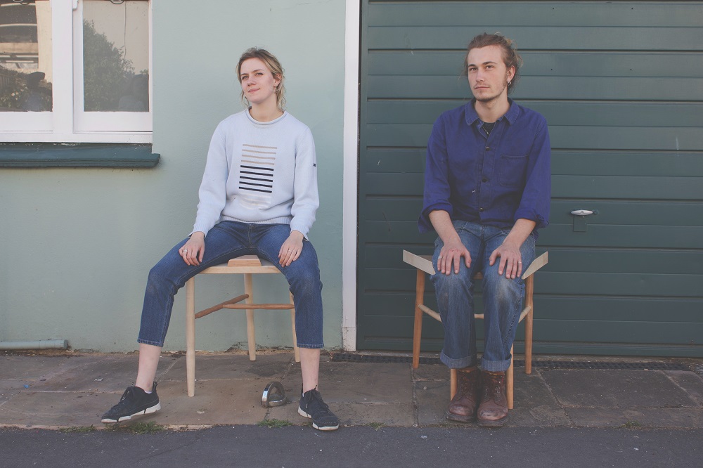 Two people using chairs created by British design student Laila Laurel to reverse gender norms and to prevent men from spreading their legs in an undated photograph. u00e2u20acu201d Laila Laurel/Thomson Reuters Foundation pic 